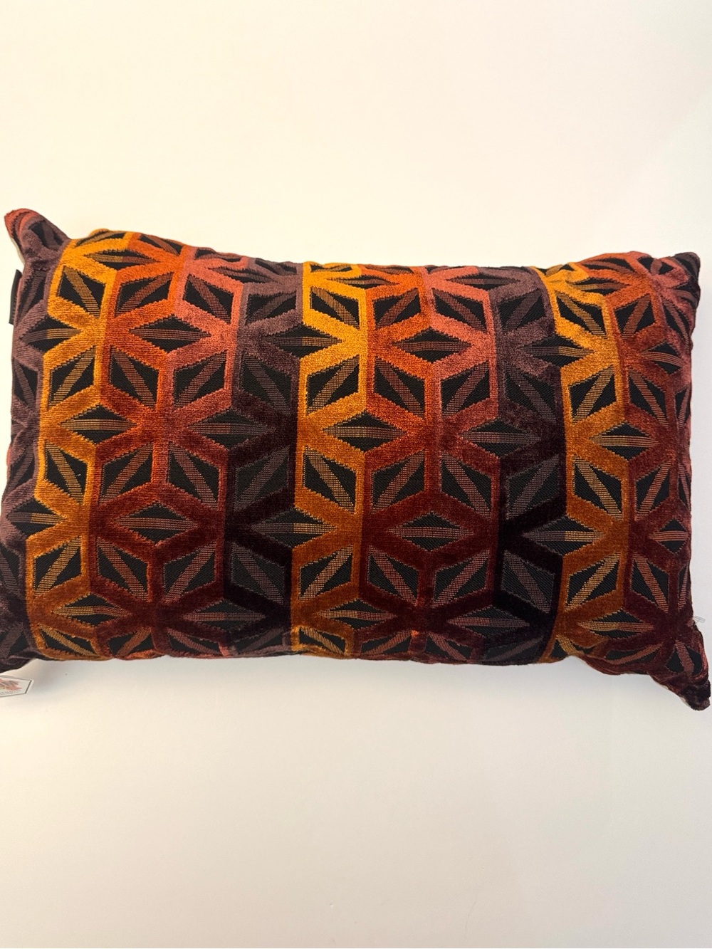 SOHO STUDIO Belgium Cut Velvet Burnt Orange & Rust Accent Pillow - Duck Feather